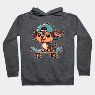 Cute Doberman Pinscher Skater Puppy Kawaii Skateboarding Dog Hoodie